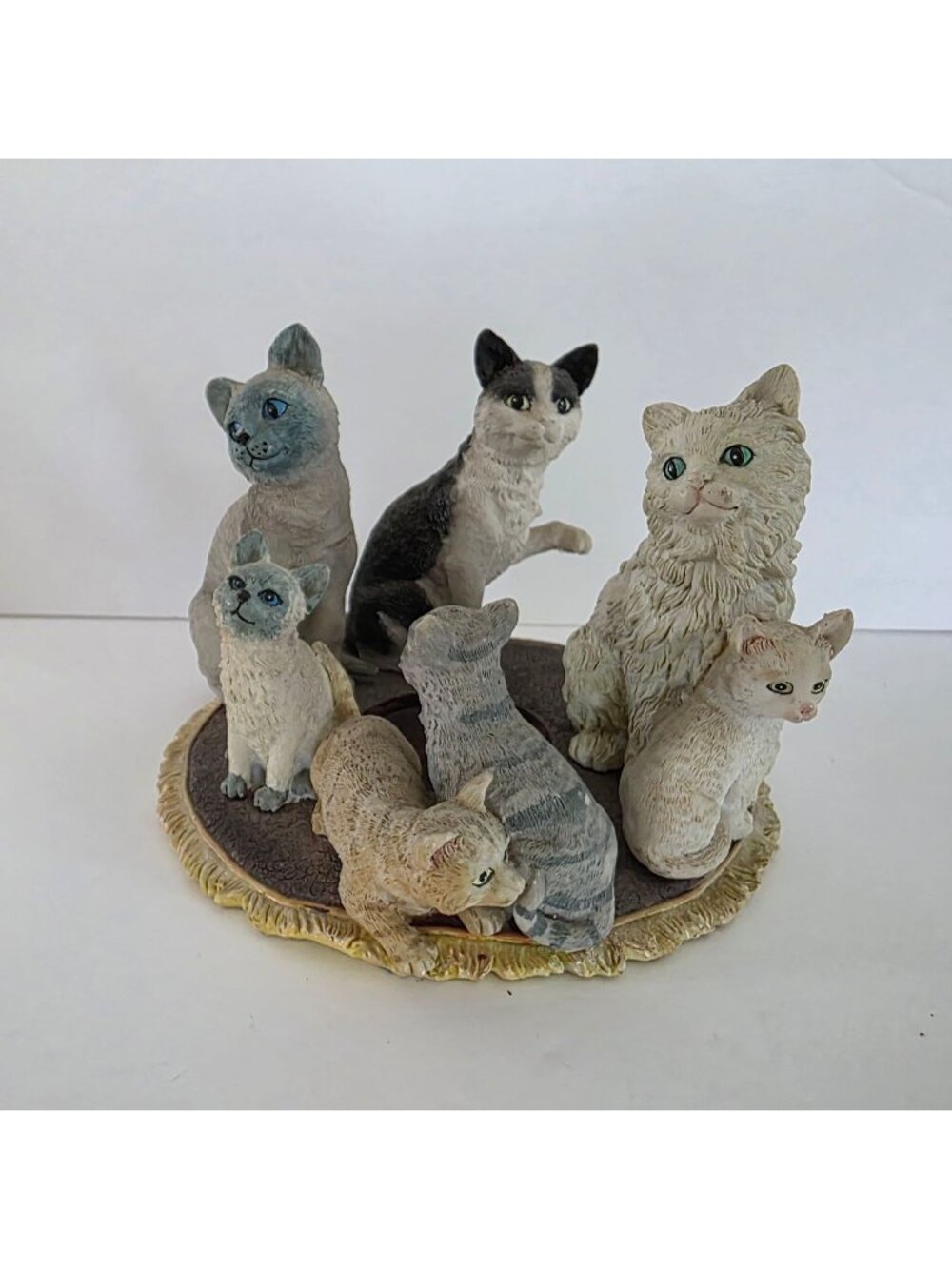 Cat Figurine Candle Holder Featuring  Cats On Textured Base By Spoontiques